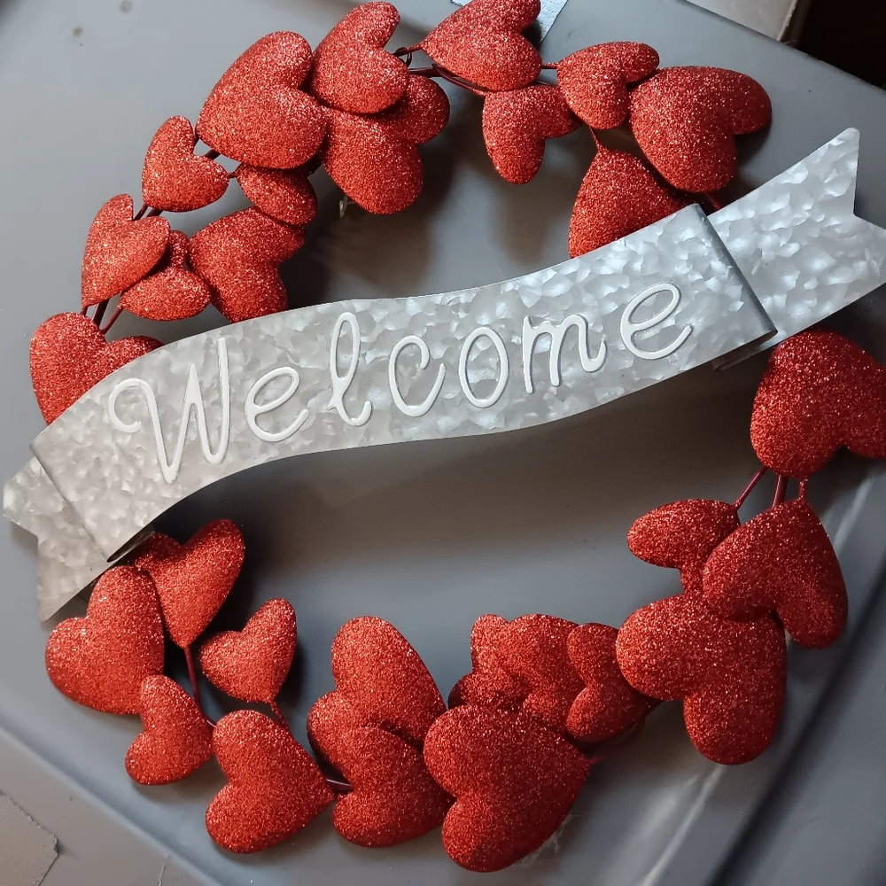 Sparkling Red Heart Welcome Wreath